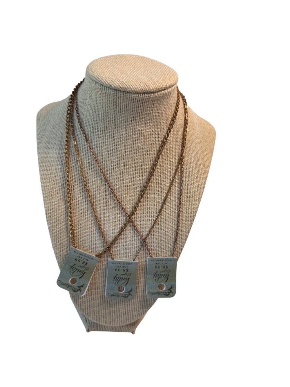 Solid Brass  18-Inch Necklace Jewlery Lot of 3 Vintaj Vogue Brass Co USA NWT New - Picture 2 of 12